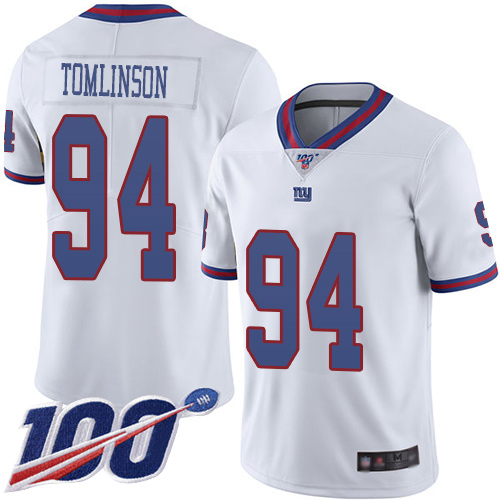 Men New York Giants #94 Dalvin Tomlinson Limited White Rush Vapor Untouchable 100th Season Football NFL Jersey